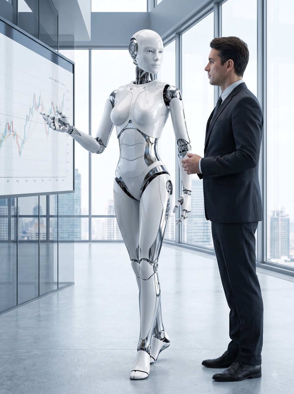 Robot lễ tân đón tiếp khách